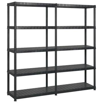 5-Tier Black Storage Shelf - Versatile & Sturdy Design