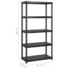 5-Tier Black Storage Shelf - Versatile & Sturdy Design