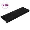 Stair Mats 10 pcs - Non-Slip & Washable Black 65x21 cm