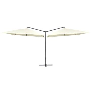 Double Parasol with Steel Pole 250x250 cm - Sand White