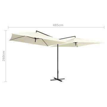 Double Parasol with Steel Pole 250x250 cm - Sand White