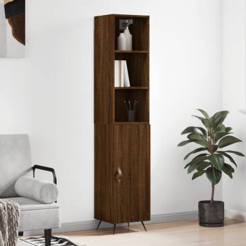 Elegant Highboard in Brown Oak - 34.5x34x180 cm