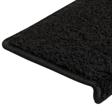 Stair Mats 10 pcs - Non-Slip & Washable Black 65x21 cm