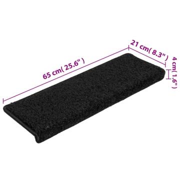 Stair Mats 10 pcs - Non-Slip & Washable Black 65x21 cm