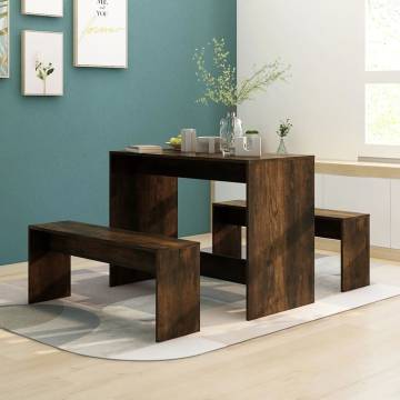 3 Piece Smoked Oak Dining Set | Modern Engineered Wood