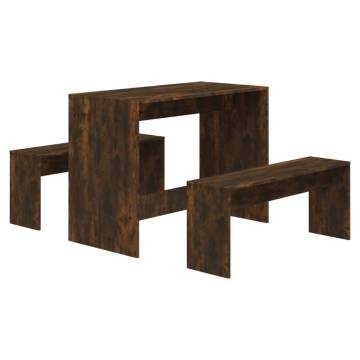 3 Piece Smoked Oak Dining Set | Modern Engineered Wood