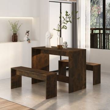 3 Piece Smoked Oak Dining Set | Modern Engineered Wood