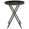 Stylish Brown Tea Table 60 cm | Poly Rattan & Tempered Glass