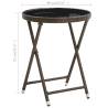 Stylish Brown Tea Table 60 cm | Poly Rattan & Tempered Glass