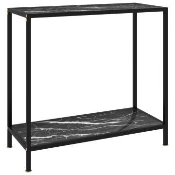 Stylish Black Console Table - 80x35x75 cm Tempered Glass