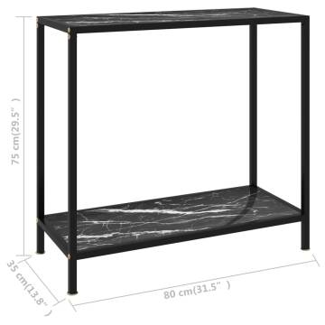 Stylish Black Console Table - 80x35x75 cm Tempered Glass