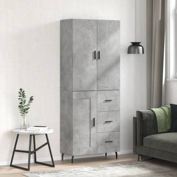 Stylish Highboard Concrete Grey - 69.5x34x180 cm | HipoMarket