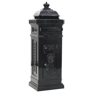 Pillar Letterbox Aluminium Vintage Style - Rustproof Black