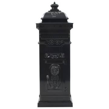 Pillar Letterbox Aluminium Vintage Style - Rustproof Black