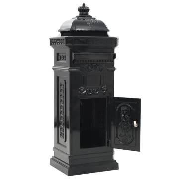 Pillar Letterbox Aluminium Vintage Style - Rustproof Black