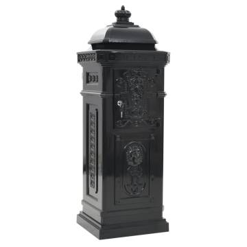 Pillar Letterbox Aluminium Vintage Style - Rustproof Black