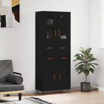 Stylish Highboard Black 69.5x34x180 cm - Hipomarket UK