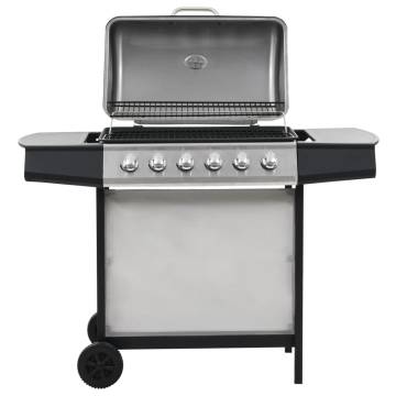 Gas BBQ Grill with 6 Zones - Stainless Steel Silver