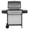 Gas BBQ Grill with 6 Cooking Zones Stainless Steel Silver Colour silver and black Number of 1 