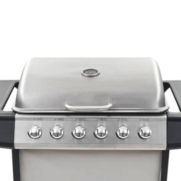 Gas BBQ Grill with 6 Zones - Stainless Steel Silver