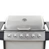 Gas BBQ Grill with 6 Zones - Stainless Steel Silver