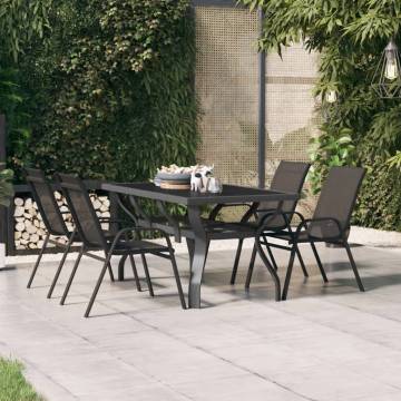 Stylish Garden Table Grey & Black 140x70 cm - Durable Steel & Glass