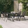 Garden Table Grey and Black 140x70x70 cm Steel and Glass Colour grey and black Size 140 x 70 x 70 cm Quantity in Package 1 