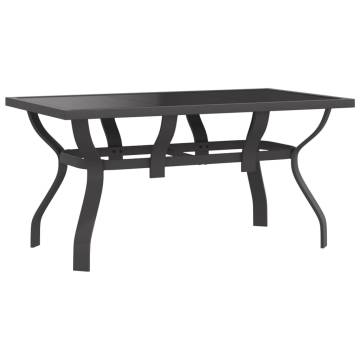 Stylish Garden Table Grey & Black 140x70 cm - Durable Steel & Glass