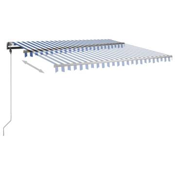 Manual Retractable Awning 4x3m - Blue & White | HipoMarket