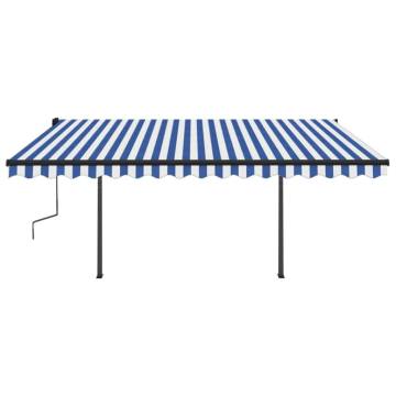 Manual Retractable Awning 4x3m - Blue & White | HipoMarket