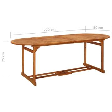 Garden Dining Table - Solid Acacia Wood (220x90x75 cm)