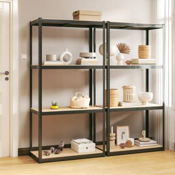 4-Layer Shelves 2 pcs Anthracite Steel & Engineered Wood