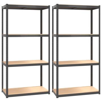 4-Layer Shelves 2 pcs Anthracite Steel & Engineered Wood