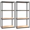 4-Layer Shelves 2 pcs Anthracite Steel & Engineered Wood