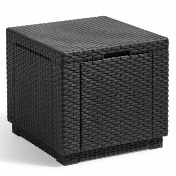 Keter Cube Storage Pouffe Graphite - Versatile Outdoor Ottoman