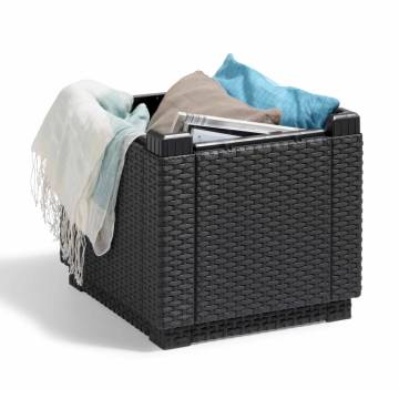 Keter Cube Storage Pouffe Graphite - Versatile Outdoor Ottoman