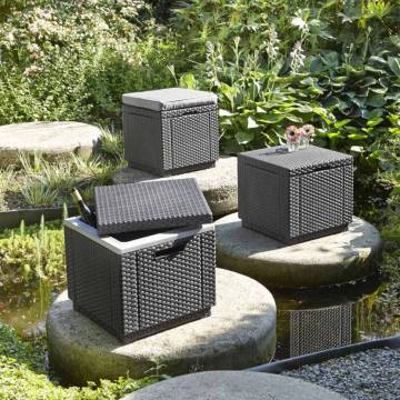 Keter Cube Storage Pouffe Graphite - Versatile Outdoor Ottoman