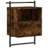 Wall-Mounted Smoked Oak Bedside Cabinet | 40x30x61 cm