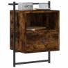 Wall-Mounted Smoked Oak Bedside Cabinet | 40x30x61 cm