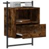 Wall-Mounted Smoked Oak Bedside Cabinet | 40x30x61 cm