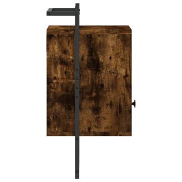 Wall-Mounted Smoked Oak Bedside Cabinet | 40x30x61 cm