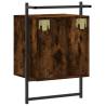 Wall-Mounted Smoked Oak Bedside Cabinet | 40x30x61 cm