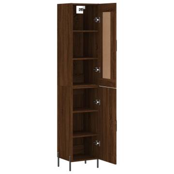 Stylish Highboard Brown Oak - 34.5x34x180 cm | Hipo Market