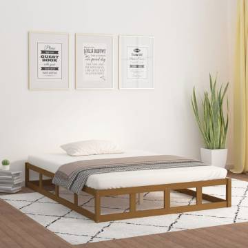 Honey Brown Bed Frame 120x190 cm | Solid Wood Small Double