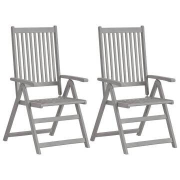 Garden Reclining Chairs 2 pcs - Grey Acacia Wood Comfort