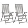 Garden Reclining Chairs 2 pcs Grey Solid Acacia Wood Quantity in Package 2 