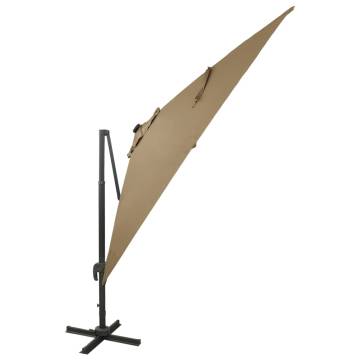 Cantilever Umbrella with LED Lights - Taupe 300 cm | HiPO Market