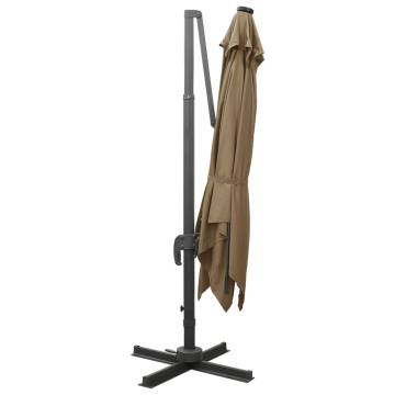 Cantilever Umbrella with LED Lights - Taupe 300 cm | HiPO Market