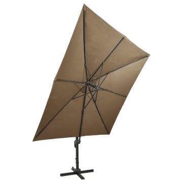 Cantilever Umbrella with LED Lights - Taupe 300 cm | HiPO Market