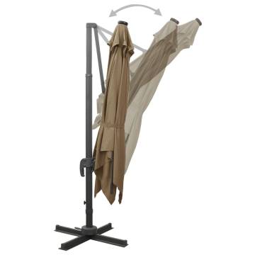 Cantilever Umbrella with LED Lights - Taupe 300 cm | HiPO Market